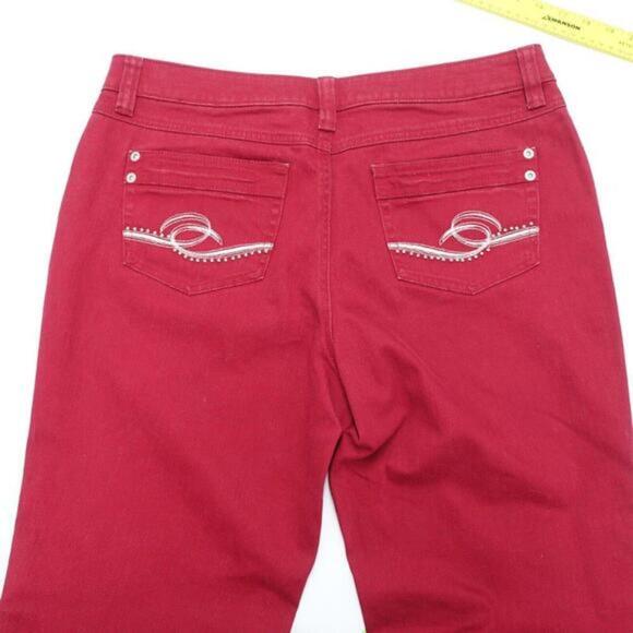 Gitano Jeans Women's‎ 16 Red Denim Cotton Stretch Relaxed Fit Straight Leg - Picture 6 of 7